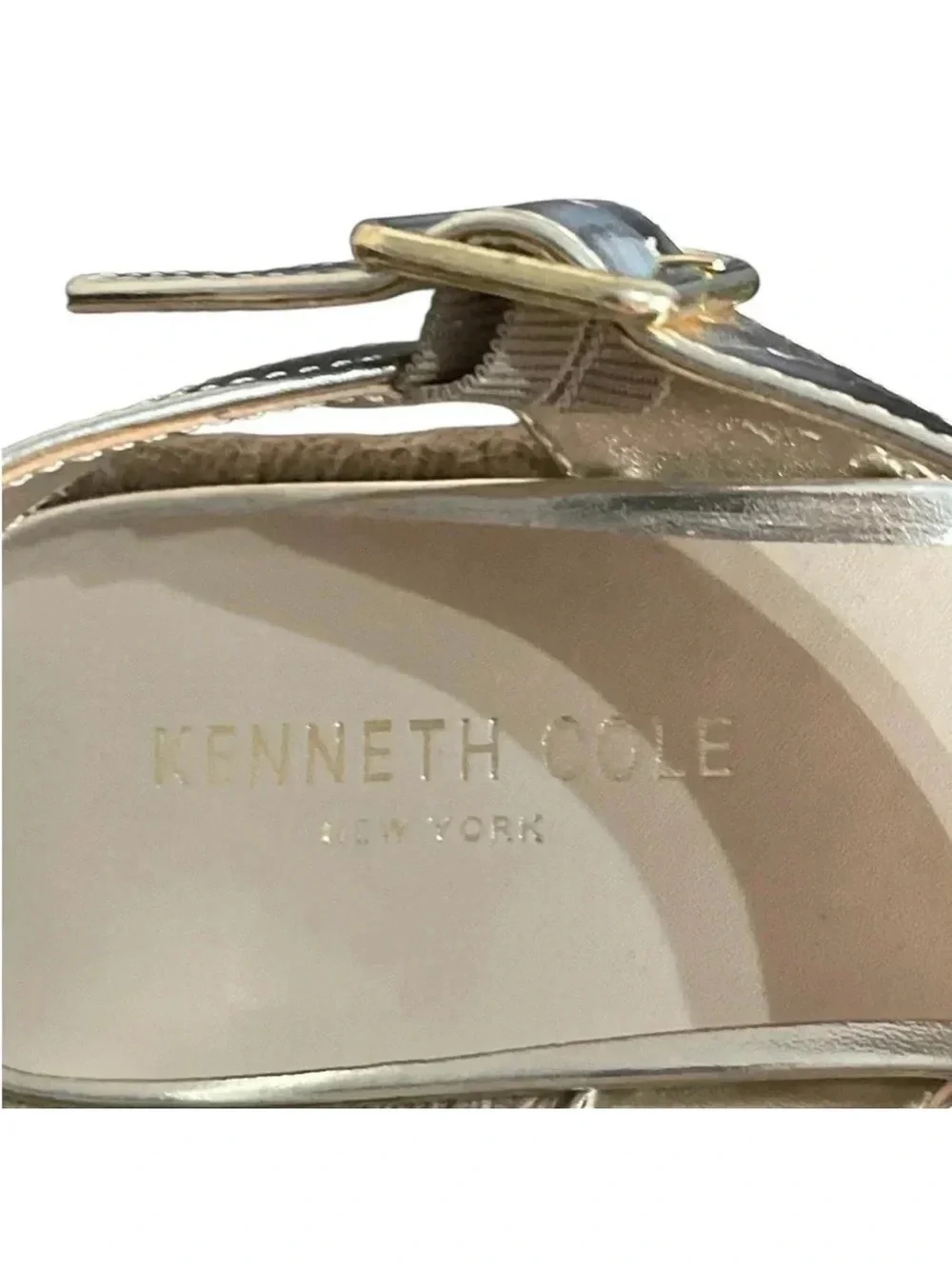 Kenneth Cole NWOT Shelby Espadrille Wedge Metallic Sandal Size 11